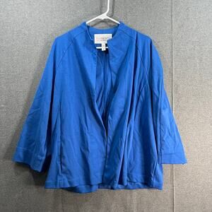 Isaac Mizrahi Live! Elements 24/7 Stretch Knit Open Front Jac Cobalt Size 2X